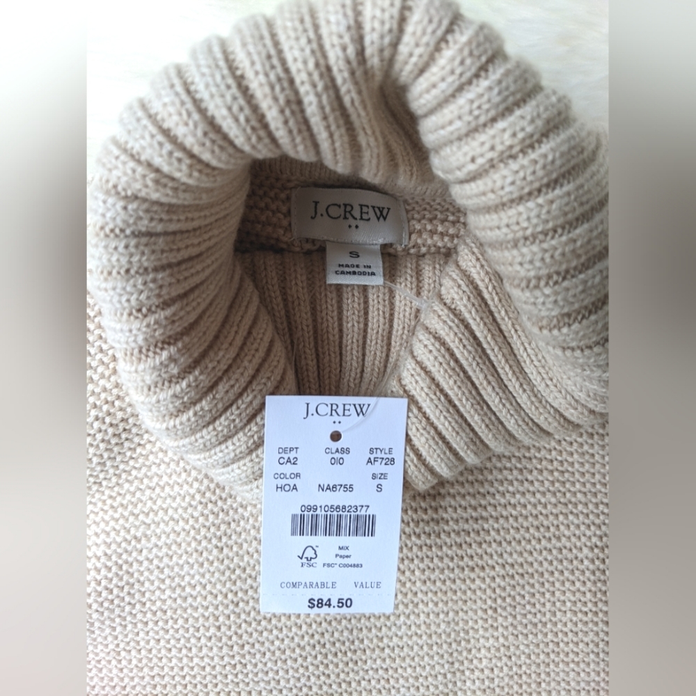 NWT J. Crew Factory Classic Turtleneck Sweater Long Sleeve Oatmeal / Size Small - Picture 4 of 6